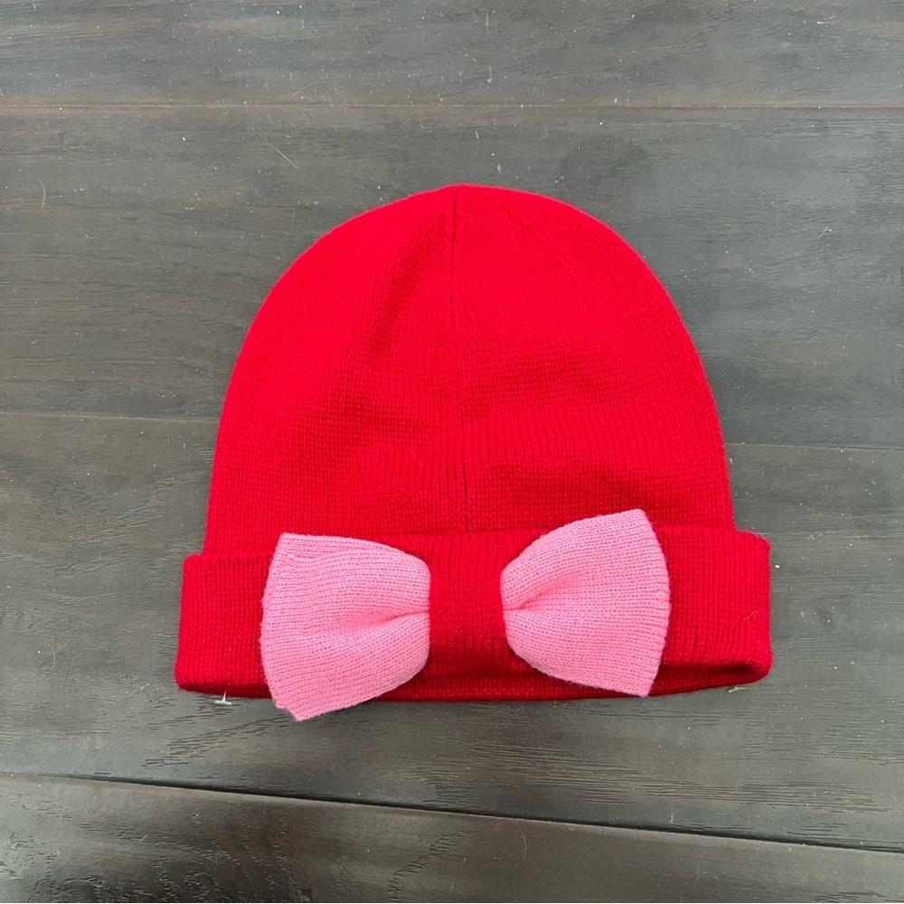 NWT Kate Spade Pink Bow Knit Beanie Winter Hat - Picture 2 of 4